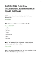 Biochem C785 Final Exam&NewLine;Comprehensive Review Paper With&NewLine;Solved Questions