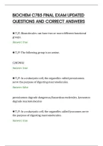 Biochem C785 Final Exam Updated&NewLine;Questions And Correct Answers