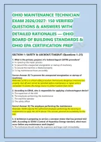 Ohio Maintenance Technician Exam 2026&sol;2027&colon; 150 Verified Questions & Answers With &NewLine;Detailed Rationales &mdash; Ohio Board Of Building Standards & Ohio Epa Certification Prep&NewLine;