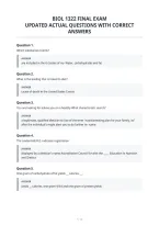 Biol 1322 Final Exam&NewLine;Updated Actual Questions With Correct&NewLine;Answers&NewLine;