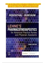 Test Bank for Lehne's Pharmacotherapeutics for Advanced Practice Nurses and Physician Assistants 3rd Edition by Laura D&period; Rosenthal and Jacqueline Rosenjack Burchum 9780323936064