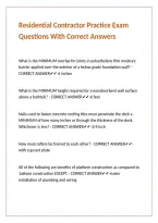 Residential Contractor Practice Exam Questions With Correct Answers