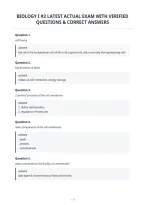 Biology I &num;2 Latest Actual Exam With Verified&NewLine;Questions & Correct Answers