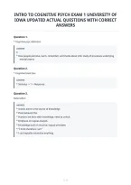Intro To Cognitive Psych Exam 1 University Of&NewLine;Iowa Updated Actual Questions With Correct&NewLine;Answers