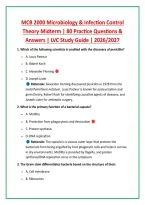 MCB 2000 Microbiology & Infection Control &NewLine;Theory Midterm &vert; 80 Practice Questions & &NewLine;Answers &vert; LVC Study Guide &vert; 2026&sol;2027