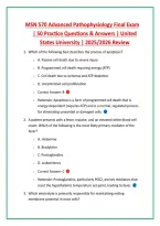 MSN 570 Advanced Pathophysiology Final Exam &NewLine;&vert; 50 Practice Questions & Answers &vert; United &NewLine;States University &vert; 2025&sol;2026 Review 