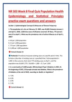 NR 503 Week 8 Final Quiz Population Health &NewLine;Epidemiology and Statistical Principles &NewLine;practice exam questions and answers