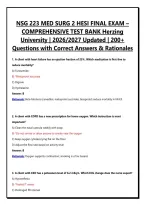 NSG 223 MED SURG 2 HESI FINAL EXAM &ndash; COMPREHENSIVE TEST BANK Herzing University &vert; 2026&sol;2027 Updated &vert; 200&plus; Questions with Correct Answers & Rationales