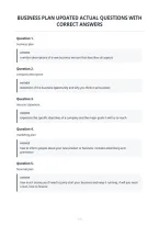 Business Plan Updated Actual Questions With&NewLine;Correct Answers