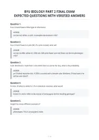 Byu Biology Part 2 Final Exam&NewLine;Expected Questions With Verified Answers