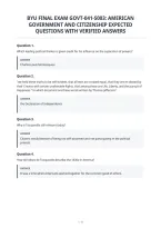 Byu Final Exam Govt-041-S003&colon; American&NewLine;Government And Citizenship Expected&NewLine;Questions With Verified Answers