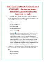 NURS 5220 Advanced Health Assessment Exam 2 &NewLine;UTA 2026&sol;2027 &ndash; Questions and Answers &vert; &NewLine;100&percnt; Verified &vert; Detailed Rationales &ndash; Pass &NewLine;Guaranteed &ndash; A&plus; Graded 