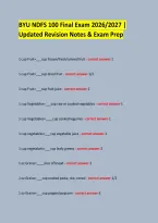 BYU NDFS 100 Final Exam 2026&sol;2027 &vert; Updated Revision Notes & Exam Prep 