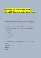  &NewLine;BYU NDFS 100 Exam 1 Cheat Sheet &NewLine;2026&sol;2027 &vert; Comprehensive Study Notes &NewLine;