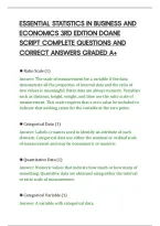 Essential Statistics In Business And&NewLine;Economics 3Rd Edition Doane&NewLine;Script Complete Questions And&NewLine;Correct Answers Graded A&plus;