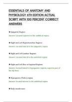 Essentials Of Anatomy And&NewLine;Physiology 6Th Edition Actual&NewLine;Script With 100 Percent Correct&NewLine;Answers