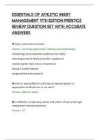 Essentials Of Athletic Injury&NewLine;Management 11Th Edition Prentice&NewLine;Review Question Set With Accurate&NewLine;Answers