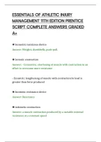 Essentials Of Athletic Injury&NewLine;Management 11Th Edition Prentice&NewLine;Script Complete Answers Graded&NewLine;A&plus;