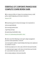 Essentials Of Corporate Finance Ross&NewLine;Complete Course Review Guide
