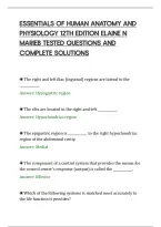 Essentials Of Human Anatomy And&NewLine;Physiology 12Th Edition Elaine N&NewLine;Marieb Tested Questions And&NewLine;Complete Solutions