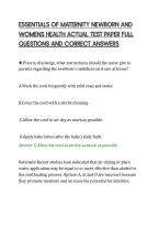 Essentials Of Maternity Newborn And&NewLine;Womens Health Actual Test Paper Full&NewLine;Questions And Correct Answers