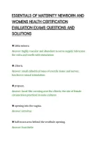 Essentials Of Maternity Newborn And&NewLine;Womens Health Certification&NewLine;Evaluation Exams Questions And&NewLine;Solutions