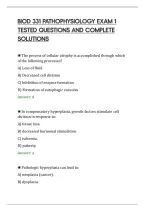 Biod 331 Pathophysiology Exam 1&NewLine;Tested Questions And Complete&NewLine;Solutions