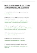 Biod 331 Pathophysiology Exam 2&NewLine;Actual Paper Solved Questions