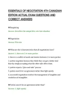 Essentials Of Negotiation 4Th Canadian&NewLine;Edition Actual Exam Questions And&NewLine;Correct Answers&NewLine;