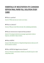 Essentials Of Negotiation 4Th Canadian&NewLine;Edition Final Paper Full Solution Study&NewLine;Guide