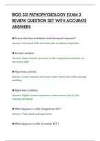 Biod 331 Pathophysiology Exam 3&NewLine;Review Question Set With Accurate&NewLine;Answers