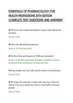 Essentials Of Pharmacology For&NewLine;Health Professions 10Th Edition&NewLine;Complete Test Questions And Answers