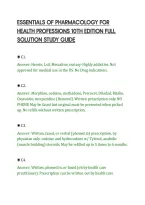 Essentials Of Pharmacology For&NewLine;Health Professions 10Th Edition Full&NewLine;Solution Study Guide