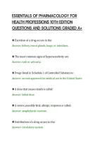 Essentials Of Pharmacology For&NewLine;Health Professions 10Th Edition&NewLine;Questions And Solutions Graded A&plus;