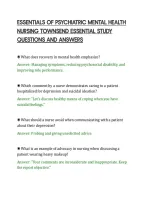 Essentials Of Psychiatric Mental Health&NewLine;Nursing Townsend Essential Study&NewLine;Questions And Answers