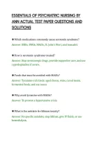 Essentials Of Psychiatric Nursing By&NewLine;Ann Actual Test Paper Questions And&NewLine;Solutions