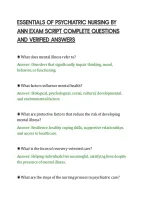 Essentials Of Psychiatric Nursing By&NewLine;Ann Exam Script Complete Questions&NewLine;And Verified Answers