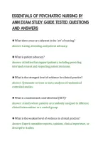 Essentials Of Psychiatric Nursing By&NewLine;Ann Exam Study Guide Tested Questions&NewLine;And Answers&NewLine;