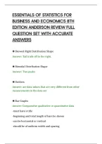 Essentials Of Statistics For&NewLine;Business And Economics 8Th&NewLine;Edition Anderson Review Full&NewLine;Question Set With Accurate&NewLine;Answers