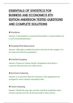 Essentials Of Statistics For&NewLine;Business And Economics 8Th&NewLine;Edition Anderson Tested Questions&NewLine;And Complete Solutions