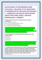 Ache Board Of Governors Exam 2026&sol;2027&colon; 200 Exam-Style Questions & Answers With Detailed Rationales &mdash; American College Of Healthcare Executives Prep Guide &vert; Instant Download&excl;&excl; &vert; Newest&excl;