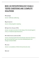 Biod 331 Pathophysiology Exam 4&NewLine;Tested Questions And Complete&NewLine;Solutions