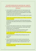 Psychiatric Nursing Practice Questions 2026 &sol; Complete &NewLine;Mental Health Exam Review With Answer Key And Detailed &NewLine;Rationales