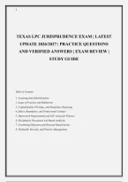 Texas Lpc Jurisprudence Exam &vert; Latest &NewLine;Update 2026&sol;2027 &vert; Practice Questions &NewLine;And Verified Answers &vert; Exam Review &vert; &NewLine;Study Guide