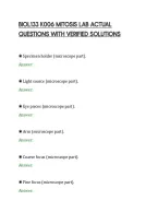 Biol133 K006 Mitosis Lab Actual&NewLine;Questions With Verified Solutions