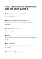 Biol133 K006 Mitosis Lab Complete Study&NewLine;Guide With Solved Questions
