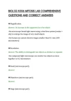 Biol133 K006 Mitosis Lab Comprehensive&NewLine;Questions And Correct Answers