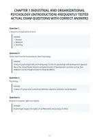 Chapter 1 Industrial And Organizational&NewLine;Psychology &lpar;Introduction&rpar; Frequently Tested&NewLine;Actual Exam Questions With Correct Answers&NewLine;