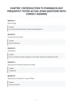 Chapter 1 Introduction To Pharmacology&NewLine;Frequently Tested Actual Exam Questions With&NewLine;Correct Answers&NewLine;