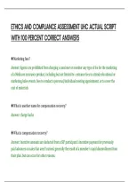 Ethics And Compliance Assessment Uhc Actual Script&NewLine;With 100 Percent Correct Answers